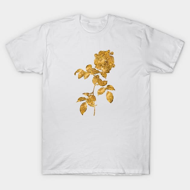 Vintage Gilded Seven Sisters Roses Botanical Gold Leaf T-Shirt by Holy Rock Design